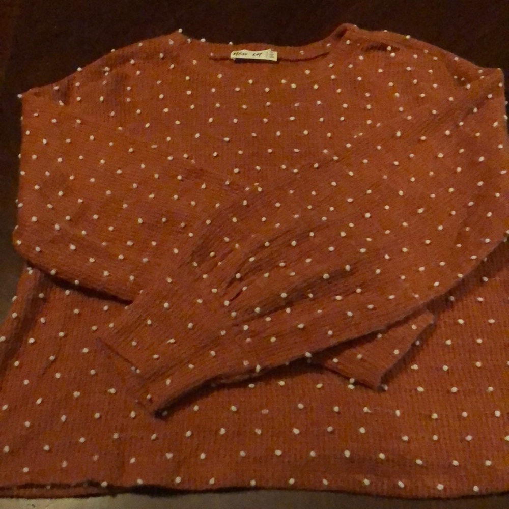Never worn! Rust with raised polka dots